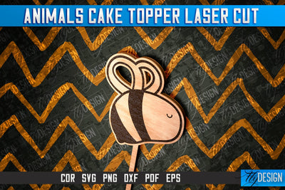 Bee Cake Topper Laser Cut SVG Design | Laser Cut Design SVG Fly Design 
