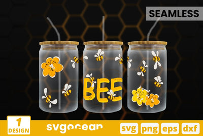 Bee Can Glass Wrap SVG SVG SvgOcean 