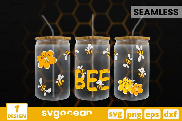 Bee Can Glass Wrap SVG SVG SvgOcean 
