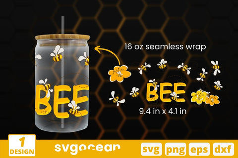 Bee Can Glass Wrap SVG SVG SvgOcean 