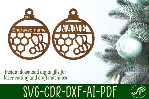 Bee Christmas Ornament SVG laser cut SVG APInspireddesigns 