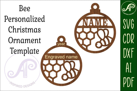 Bee Christmas Ornament SVG laser cut SVG APInspireddesigns 