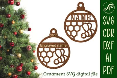Bee Christmas Ornament SVG laser cut SVG APInspireddesigns 