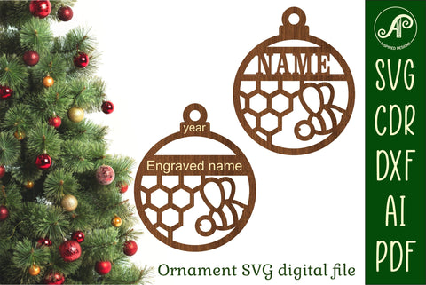 Bee Christmas Ornament SVG laser cut SVG APInspireddesigns 