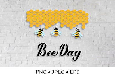 Bee Day. Cute cartoon bees and honeycombs Sublimation LaBelezoka 