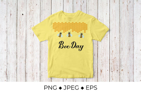 Bee Day. Cute cartoon bees and honeycombs Sublimation LaBelezoka 