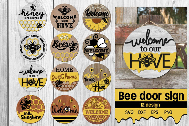 Bee door sign, Welcome to our hive, hive svg, bee svg SVG dadan_pm 