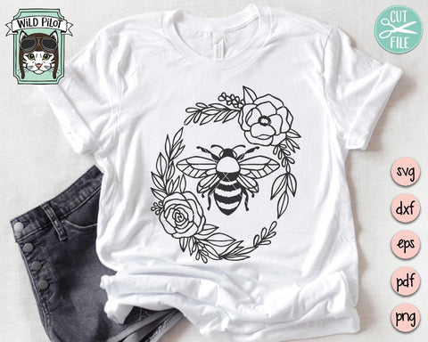 Bee Flower Wreath SVG Cut File SVG Wild Pilot 