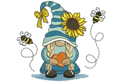 Bee Girl Gnome Embroidery Design, Summer Embroidery designs, Bee Kind Machine Embroidery File Embroidery/Applique DESIGNS NextEmbroidery 