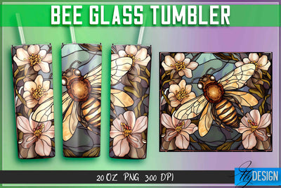 Bee Glass Tumblers Wrap 20 oz. Sublimation Fly Design 