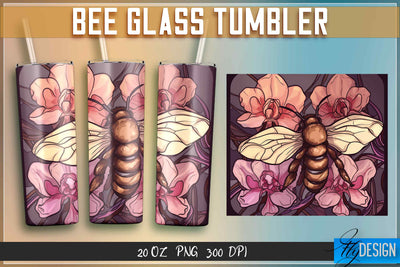 Bee Glass Tumblers Wrap 20 oz. Sublimation Fly Design 