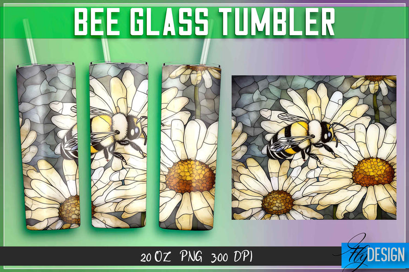 Bee Glass Tumblers Wrap 20 oz. Sublimation Fly Design 
