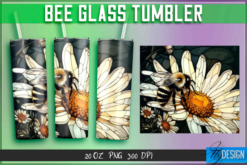 Bee Glass Tumblers Wrap 20 oz. Sublimation Fly Design 