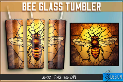 Bee Glass Tumblers Wrap 20 oz. Sublimation Fly Design 