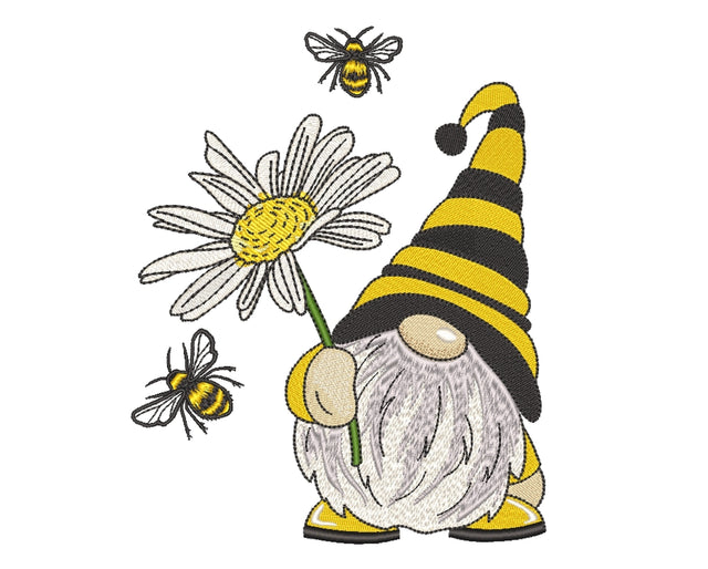 Bee Gnome Embroidery Design, 6 sizes Embroidery/Applique DESIGNS Nino Nadaraia 