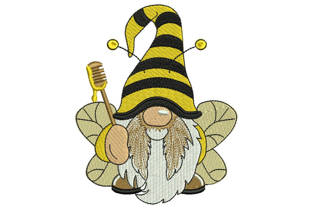 Bee Gnome Embroidery Design Embroidery/Applique DESIGNS NextEmbroidery 