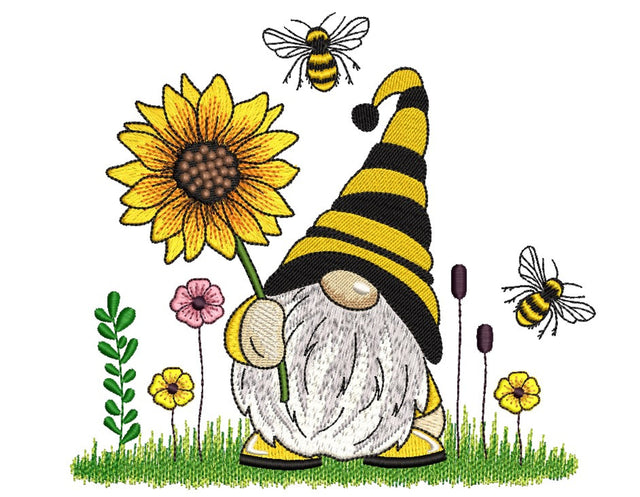 Bee Gnome Machine Embroidery Design, 3 sizes Embroidery/Applique DESIGNS Nino Nadaraia 