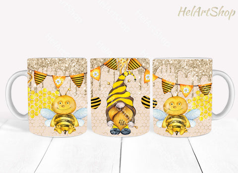 Bee Gnome Mug PNG, Bumble Bee Png, 11Oz Mug Sublimation Sublimation _HelArtShop_ 