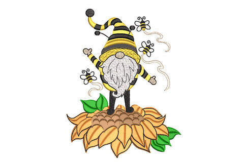 Bee Gnome on Sunflower Embroidery Design Embroidery/Applique DESIGNS Angie 