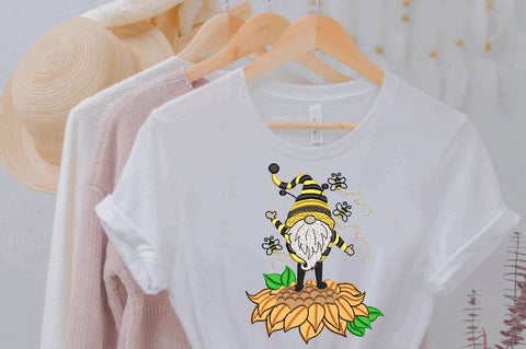 Bee Gnome on Sunflower Embroidery Design Embroidery/Applique DESIGNS Angie 