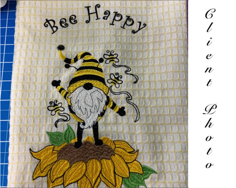 Bee Gnome on Sunflower Embroidery Design Embroidery/Applique DESIGNS Angie 