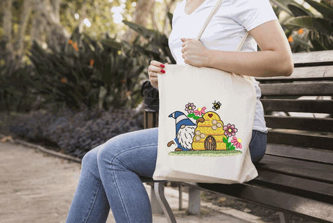 Bee Gnome with flowers Machine Embroidery Design Embroidery/Applique DESIGNS Angie 