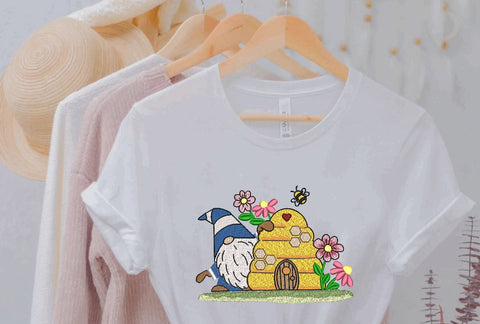 Bee Gnome with flowers Machine Embroidery Design Embroidery/Applique DESIGNS Angie 