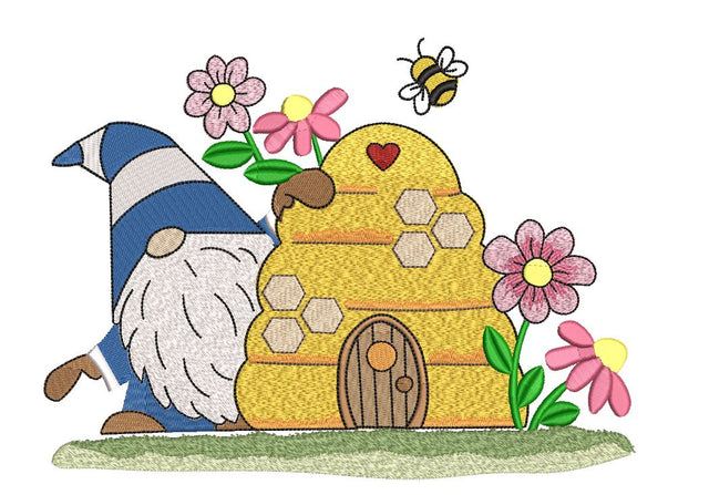 Bee Gnome with flowers Machine Embroidery Design Embroidery/Applique DESIGNS Angie 