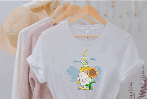 Bee Gnome with Sunflower Machine Embroidery Design Embroidery/Applique DESIGNS Angie 