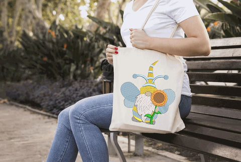 Bee Gnome with Sunflower Machine Embroidery Design Embroidery/Applique DESIGNS Angie 