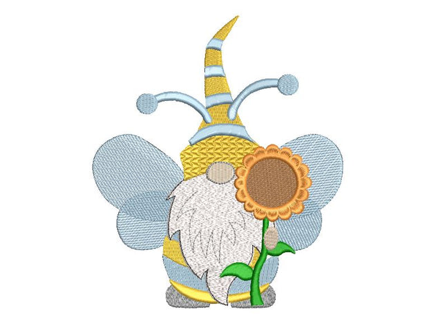 Bee Gnome with Sunflower Machine Embroidery Design Embroidery/Applique DESIGNS Angie 