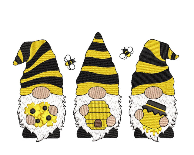Bee Gnomes Embroidery Design, 3 sizes, Instant Download Embroidery/Applique DESIGNS Nino Nadaraia 