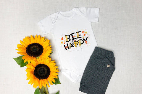 Bee happy. Bee hand drawn png. Funny quotes. Bee sublimation SVG Angelina Semenova 