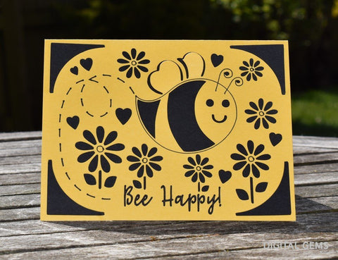 Bee happy. Cricut Joy card SVG Digital Gems 