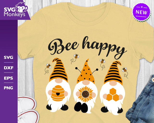 Bee Happy Gnomes Svg, Spring Gnome Svg, Bee Svg SVG SvgMonkeys 