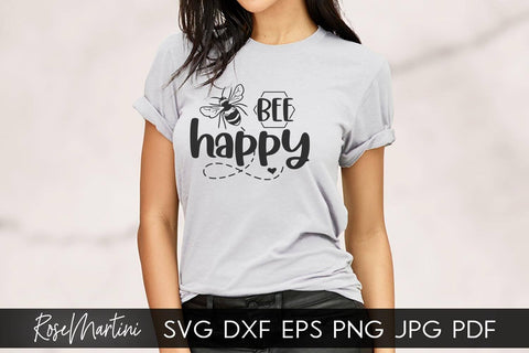 Bee Happy SVG file for cutting machines - Cricut Silhouette, Sublimation Design Bee Pun SVG Be Happy cutting file Buzz Bumble Bee cut file SVG RoseMartiniDesigns 
