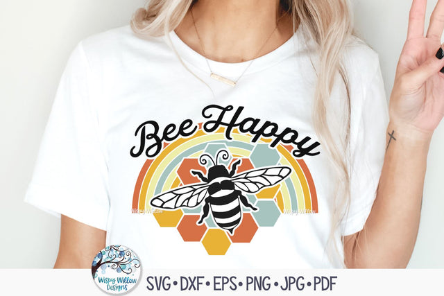 Bee Happy SVG SVG Wispy Willow Designs 
