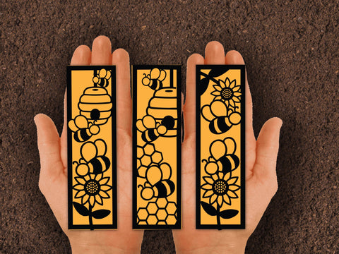 Bee Honey bookmark Paper cut SVG Johan Ru designs 