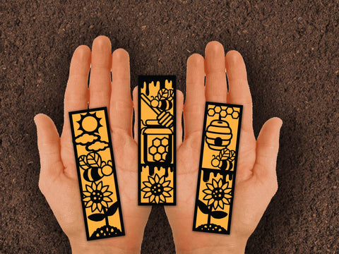 Bee Honey bookmark Paper cut SVG Johan Ru designs 