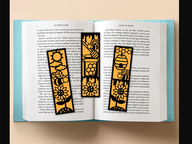 Bee Honey bookmark Paper cut SVG Johan Ru designs 