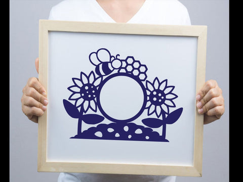 Bee Honey Circle Frame Paper cut SVG Johan Ru designs 