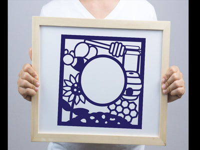 Bee Honey Circle Frame Paper cut SVG Johan Ru designs 