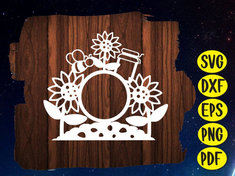 Bee Honey Circle Frame Paper cut SVG Johan Ru designs 