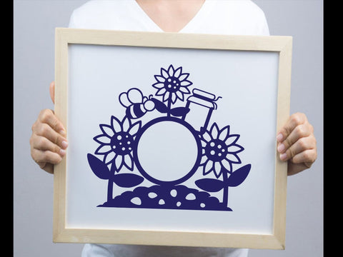 Bee Honey Circle Frame Paper cut SVG Johan Ru designs 