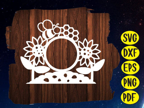 Bee Honey Circle Frame Paper cut SVG Johan Ru designs 