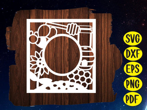 Bee Honey Circle Frame Paper cut SVG Johan Ru designs 
