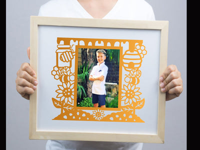 Bee Honey Frame Paper cut SVG Johan Ru designs 