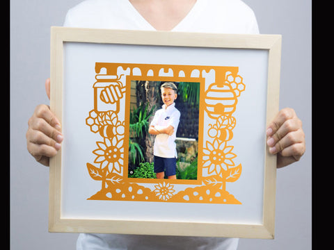 Bee Honey Frame Paper cut SVG Johan Ru designs 