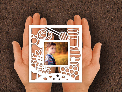 Bee Honey Frame Paper cut SVG Johan Ru designs 