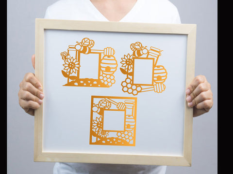 Bee Honey Frame Paper cut SVG Johan Ru designs 